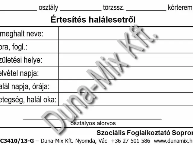 Értesítés halálesetről